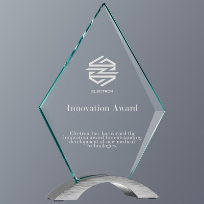 Diamond Cosmic Glass with Aluminum Base, Medium (5-3/4"x8-1/2"H)