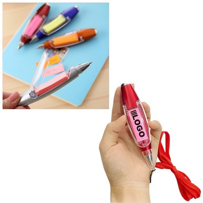 Multi Functional Ball Point Pen With Sticky Notes/Flashlight