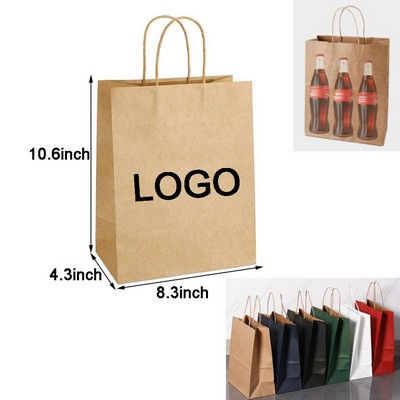 Custom Portable Paper Gift Shopping Tote Bag w/Handles 8''x4''x11''