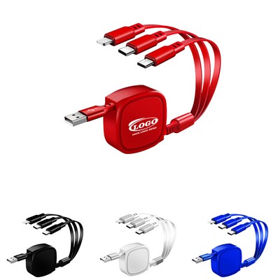 Retractable Multi-Device USB Charging Cable with 4 Connectors