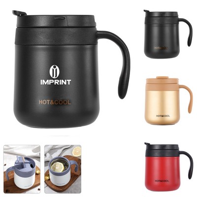 12Oz Stainless Steel Insulated Coffee Mug With Handle