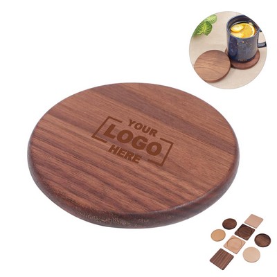 Round Walnut Wood Coaster
