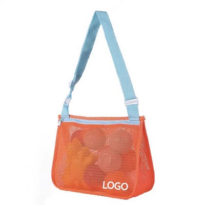 Color-Blocking Zippered Nylonmesh Crossbody Sling Bag