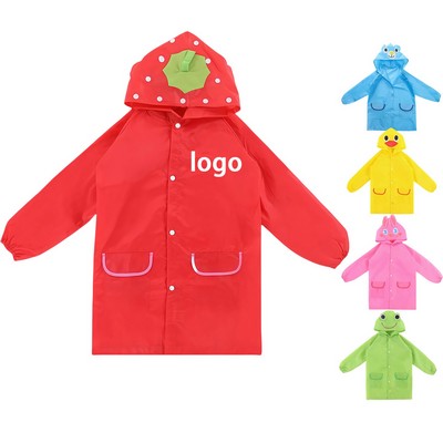 Kids Animal Cartoon Raincoat – Waterproof, Schoolbag Friendly