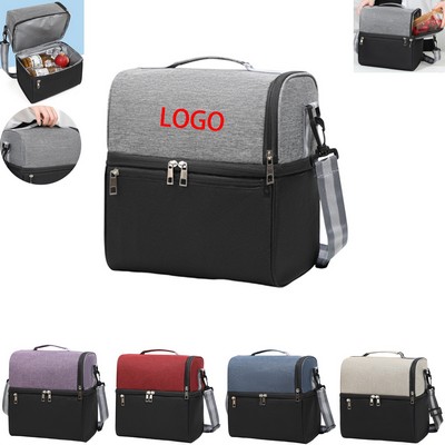 Two-Tone Insulated Dual-Compartment Lunch Bag
