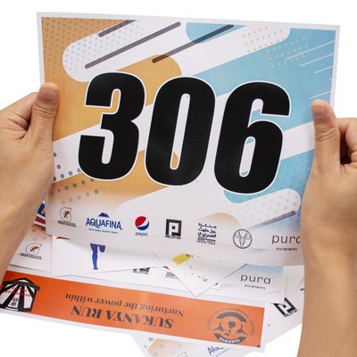 Custom 7.9 x 6.3 inch Waterproof Paper Race Numbers Bib Bike Number with Safety Pins
