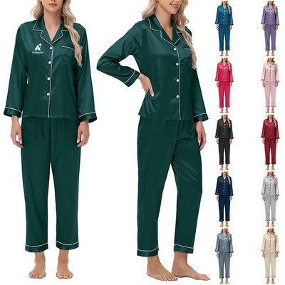 Women Silk Satin Pajamas Set