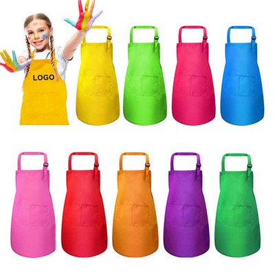 Adjustable Polyester Kids Apron Children Chef Art Smock With Pocket For Girl Boy