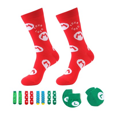 Knit Crew Sock With Custom Pattern Elastic Fit