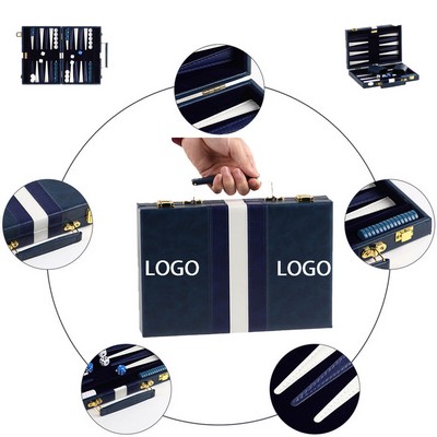 Customized high-end PU leather Backgammon set, with hand-carry, dice cup and dice piece