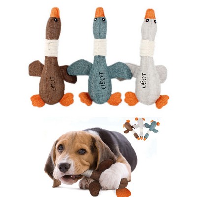 Stuffed Squeaky Extreme Goose Duck Dog Toy For Heavy Chewers W/ Build In Sound Robust Burlap