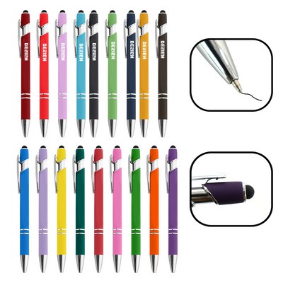 2-in-1 Capacitive Stylus & Ballpoint Pen with Rubberized Anti-Slip Grip Durable Plastic/Metal Barrel