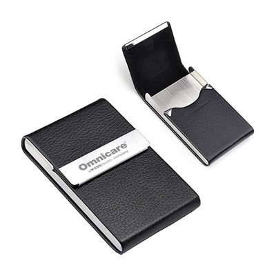 Vertical Leatherette Business Card Holder