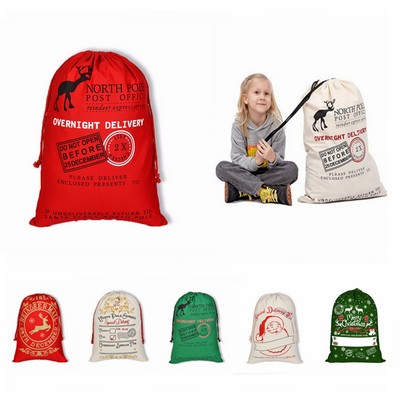 Christmas Gift Bag Cotton Drawstring Sack