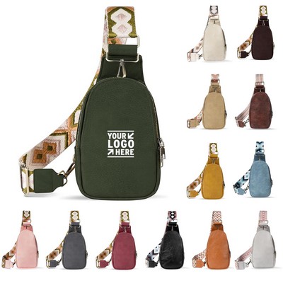 Women PU Leather Multipurpose Chest Sling Bag Small Crossbody Backpack