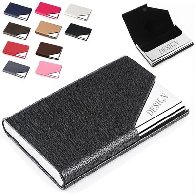 Magnetic Holder PU Stainless Steel Laser Business Card Case