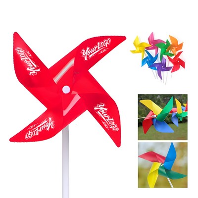 Four-petal plastic pinwheels in vibrant colors