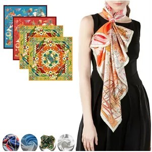 Custom Full Color 12 Momme 100% Silk Square Scarf