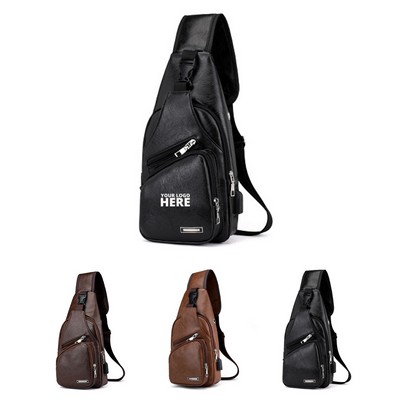 Leather Sling Bag Crossbody Backpack