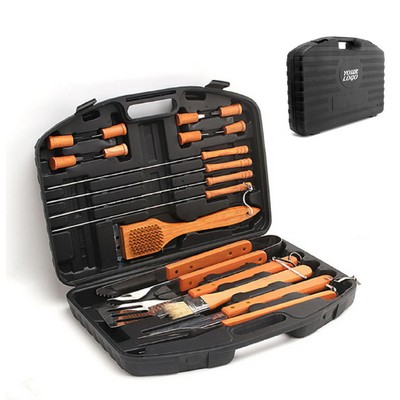 BBQ Grill Tools Set with Wood Handles & Knives Set-18 Pc Stainless Steel Barbecue Accessories