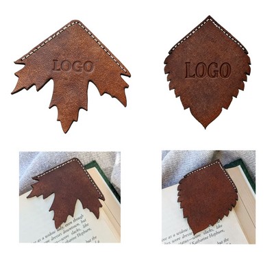 Creative Leather Vintage Maple Leaf Bookmark & Leaf-Shaped Page Clip