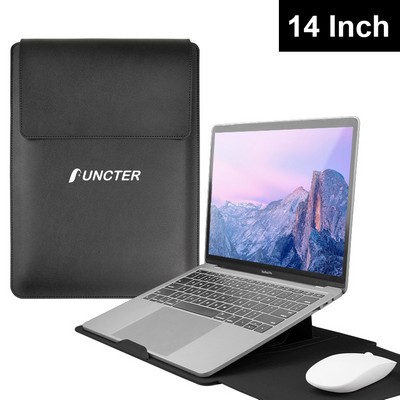 14" PU Leather Laptop Sleeve Case with Stand