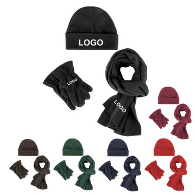 Fleece Kids Hat, Scarf and Gloves Set - 3 Pieces