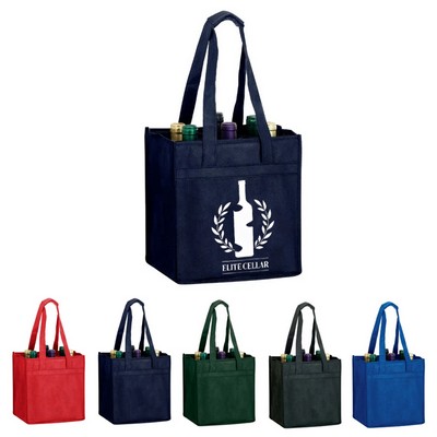 10"W x 11"H x 7"D Custom 6 Bottle Non-Woven Wine Bag