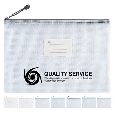 A4 Grid PVC Zipper File Bags W/ Lable