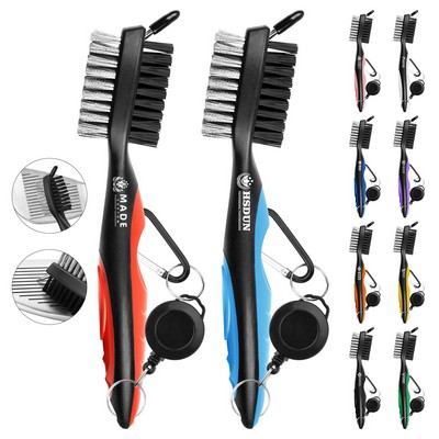 Golf Brush with Retractable Carabiner
