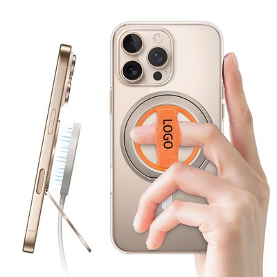 Compatible with MagSafe Phone Grip Stand with Finger Strap, Removable Magnetic Ring