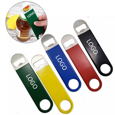 Heavy Duty Stainless Steel Flat Beer Bottle Opener W/ Vinyl Rubber Coated Grip