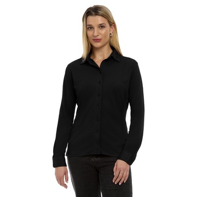 Blue Generation - Women's Pocketless Knit Stretch Woven Shirt
