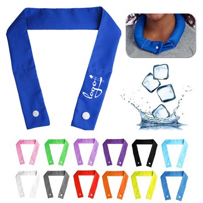 Reusable Cooling Neck Wrap with Button Ice Crystals Scarf w/Non-Toxic