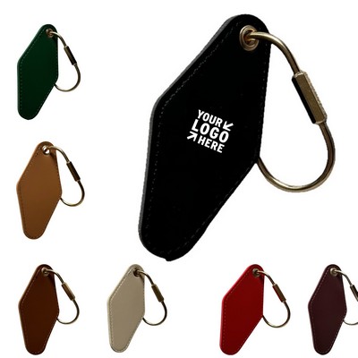 PU Leather Keychain w/ Oval Copper Ring