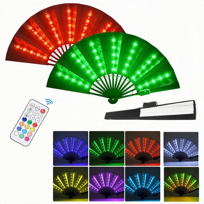 Party LED Glowing Hand Held Folding Fan with Remote Control
