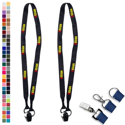 3/4" Polyester Lanyard with Metal Crimp Split-Ring