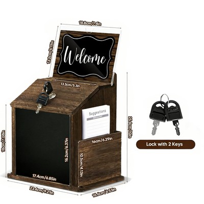 Wood Ballot Box With Slot And Lock - By Boat