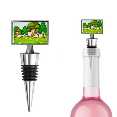 Rectangle Resin Sticker Metal Wine Stopper