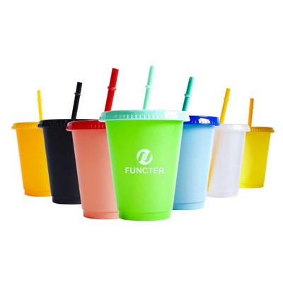 16 oz. Color Changing Stadium Frosted Cups W/ Straw