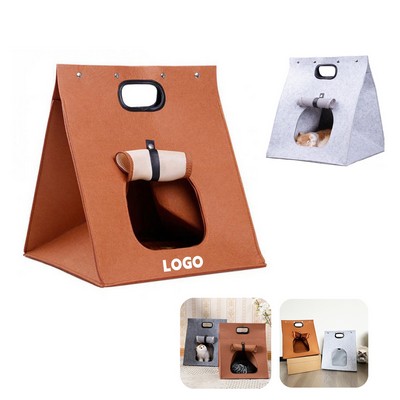 Premium Felt Cat Hut Tent Tote Bag