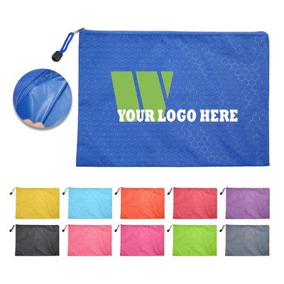 A4 Waterproof Football Pattern Zipper File Bag