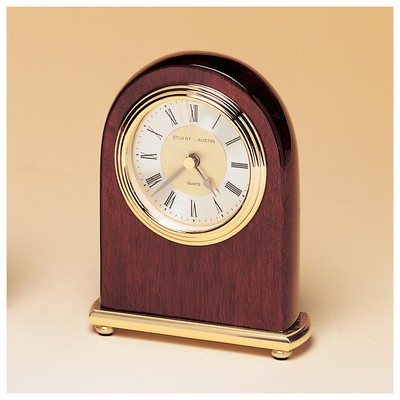 Rosewood Arch Piano Finish Clock w/Brass Base - CLK55