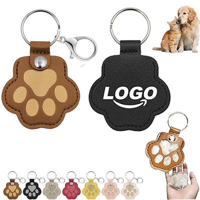 Pet Paw Shaped Leather Keychain