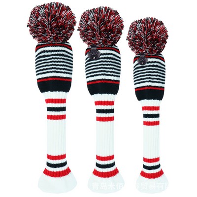Retro Knitted Golf Head Covers Set Premium Wool Yarn Wood Club Covers (1-3-5 Set) Vintage