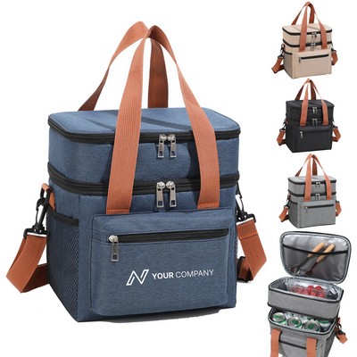Double Layer Large Insulated Bag Crossbody Handheld