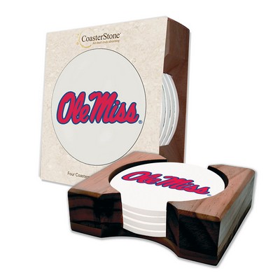 Dark Wood Stand Bundled w/ 4 Round Coasters