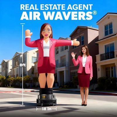 Custom Real Estate Agent Woman Air Waver w/ Weather-Resistant Blower