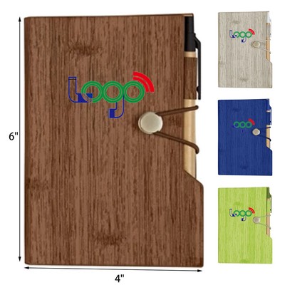 Wood Style Notebooks with Sticky Notes Markers