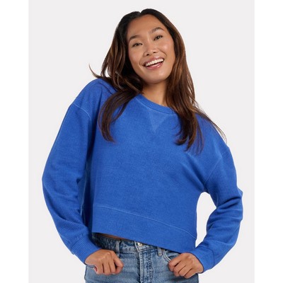 Boxercraft Women's Ribbed Knit Cropped Boxy Crew - BW5102